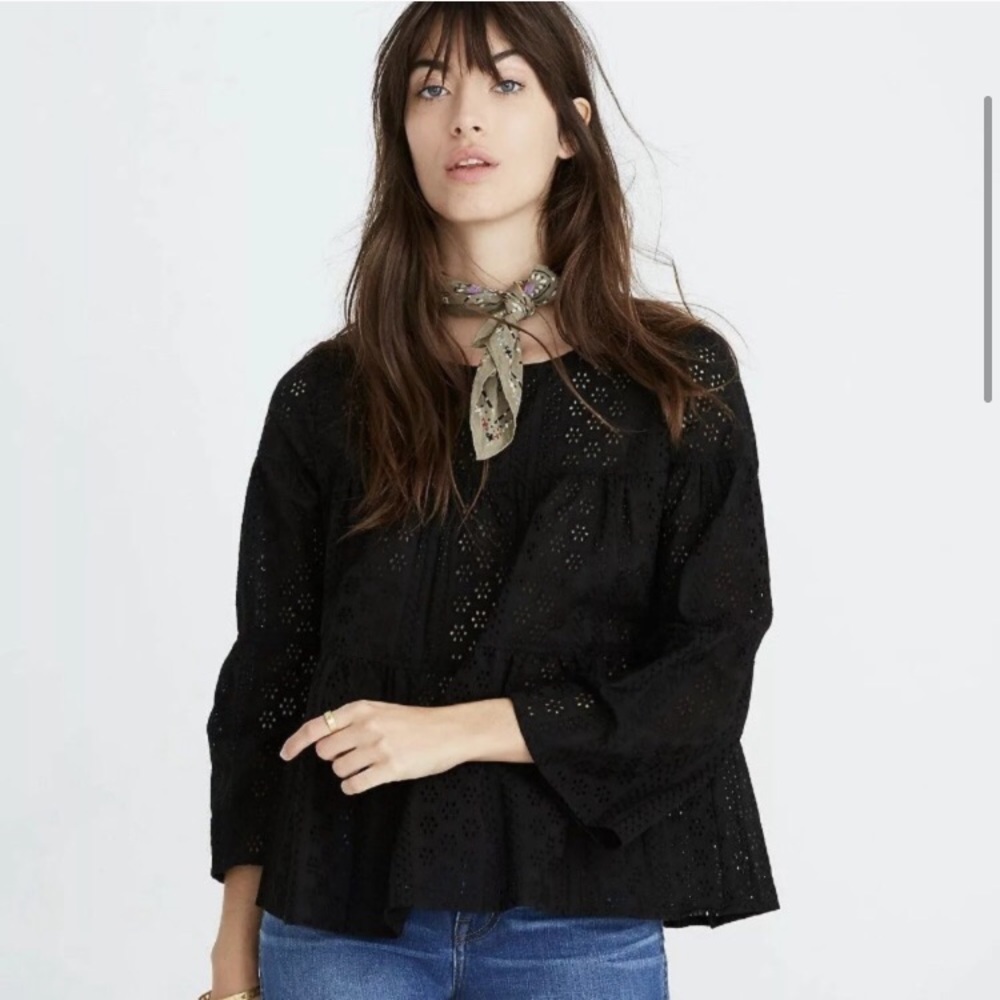 Madewell Tiered Eyelet Peasant Blouse